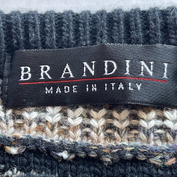 1980s-1990s Vintage Blue and Brown Knitted Pull Over Crew  Mens Size XL - Picture 12 of 14